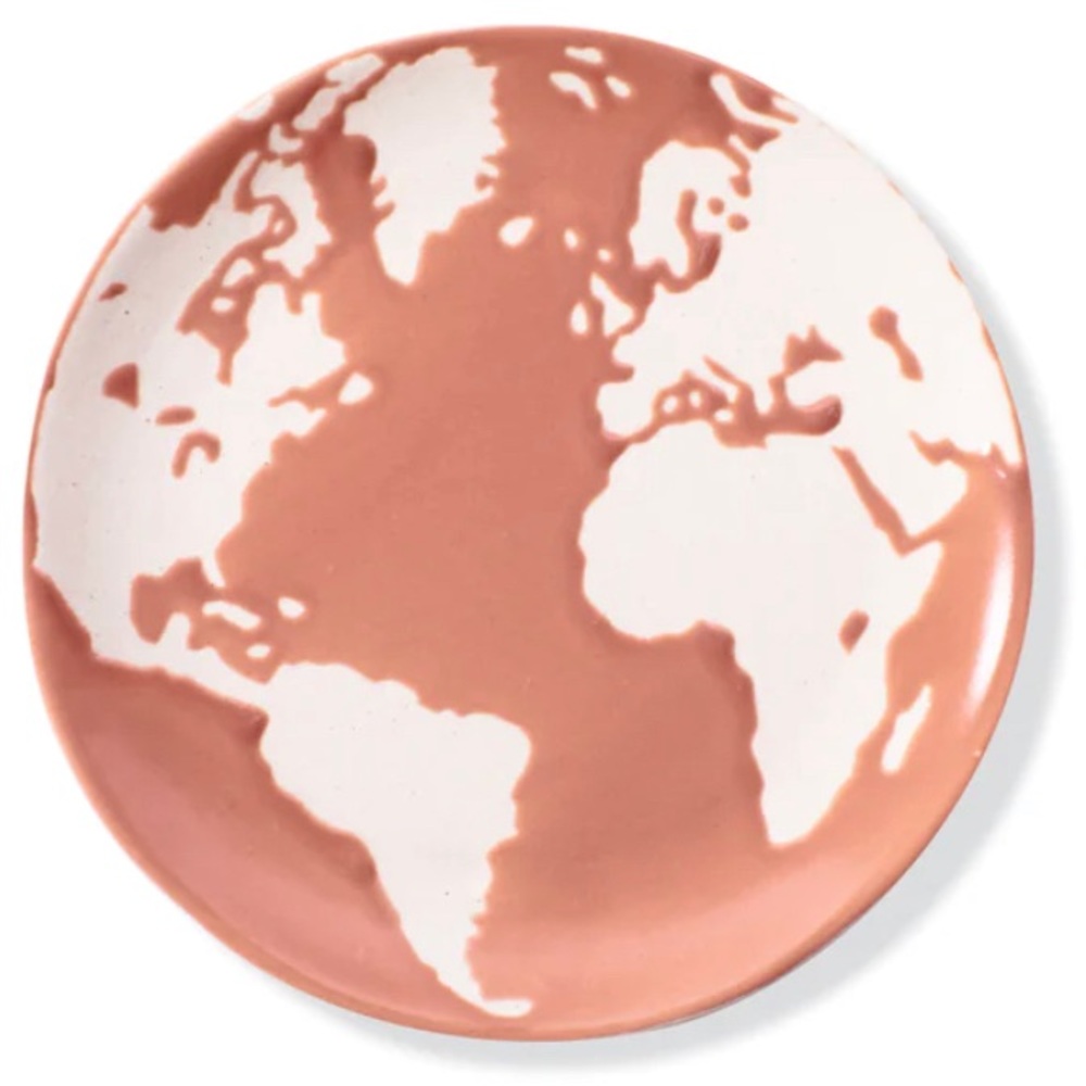 Earth glazed on exposed bisque stoneware tray-New unboxed